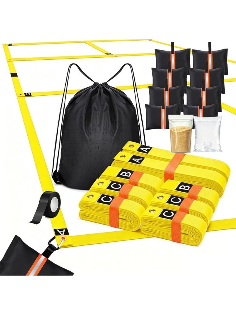 Portable Pickleball Court Marking Kit - 8 Sandbags & Water Bags for Easy Setup